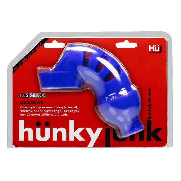 Male Sex Toys OxBalls LOCKDOWN Cage Chastity by Hunkyjunk Cobalt