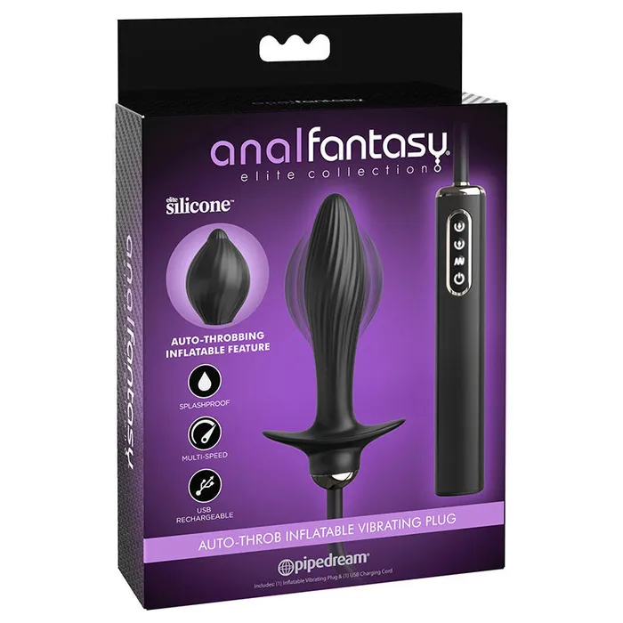 Anal Fantasy Elite Auto Throb Inflatable Vibrating Plug 13 cm USB Rechargeable Inflatating Butt Plug Pipedream Anal