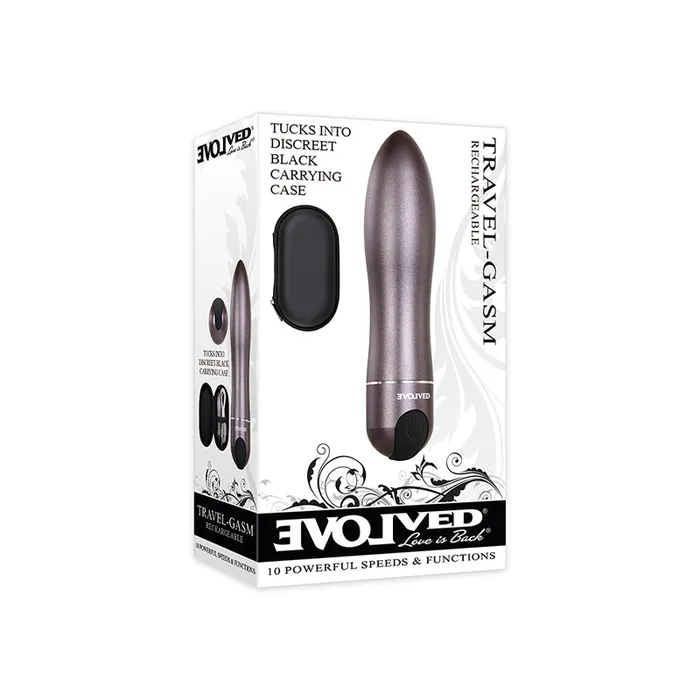 Female Sex Toys Evolved Evolved TravelGasm Rechargeable Metal Bullet Vibrator With Carrying Case Gunmetal