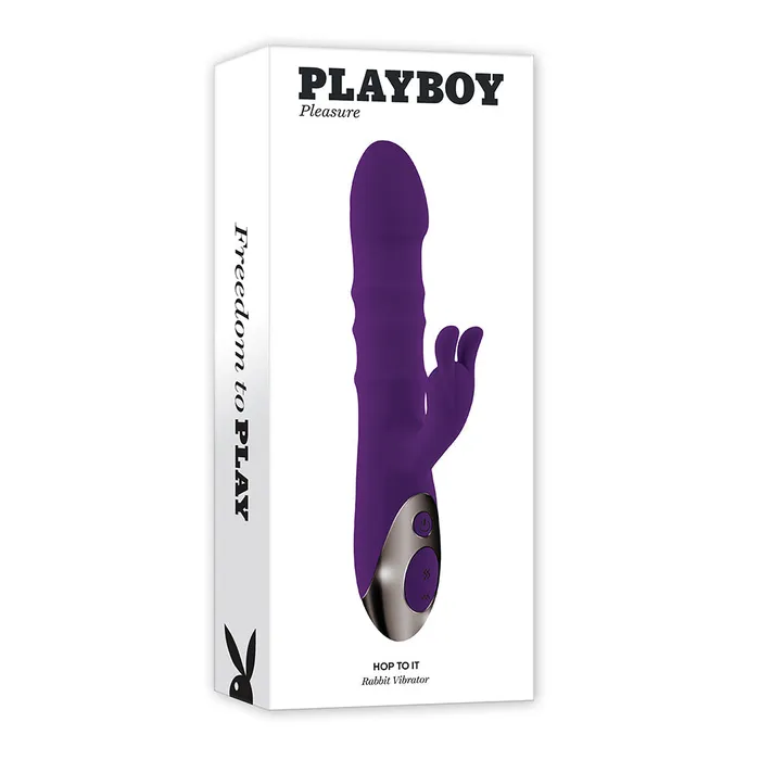 Female Sex Toys Playboy Playboy Hop To It Rechargeable Thrusting Silicone Dual Stimulation Vibrator Acai