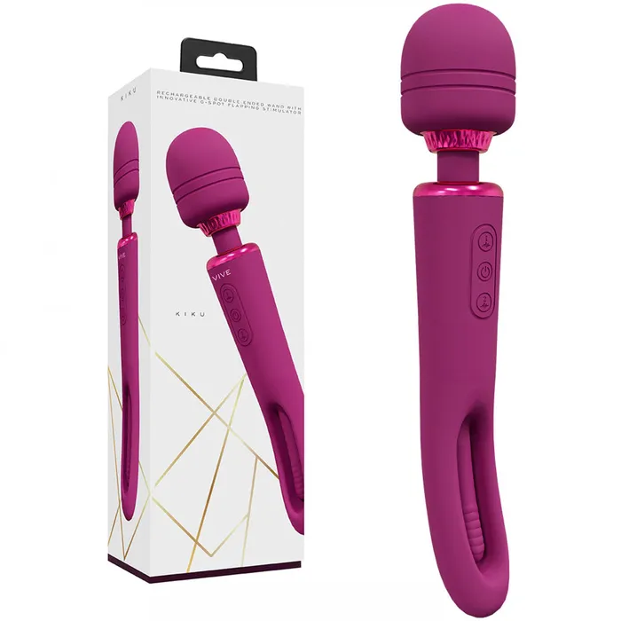 Female Sex Toys Shots Toys VIVE Kiku 252 cm USB Rechargeable Dual End Massage Wand with Flapping Tip