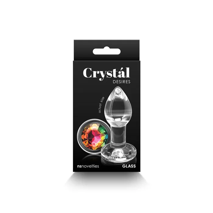 NS Novelties Anal Crystal Desires Rainbow Gem Small Glass 73 cm Butt Plug with Rainbow Gem Base