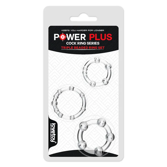 Power Plus Triple Beaded Ring Set Cock Rings Set of 3 Lovetoy Male Sex Toys