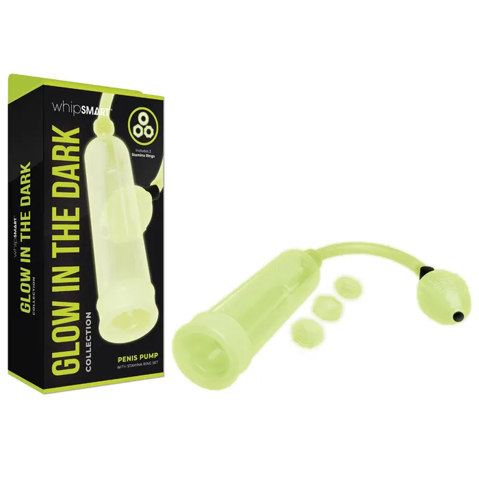 WhipSmart Male Sex Toys WhipSmart Glow In The Dark Penis Pump With 3 Piece Cock Ring Set